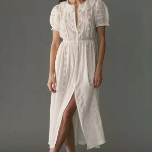 DOEN Phoebe Lace-Trimmed Midi Shirt Dress